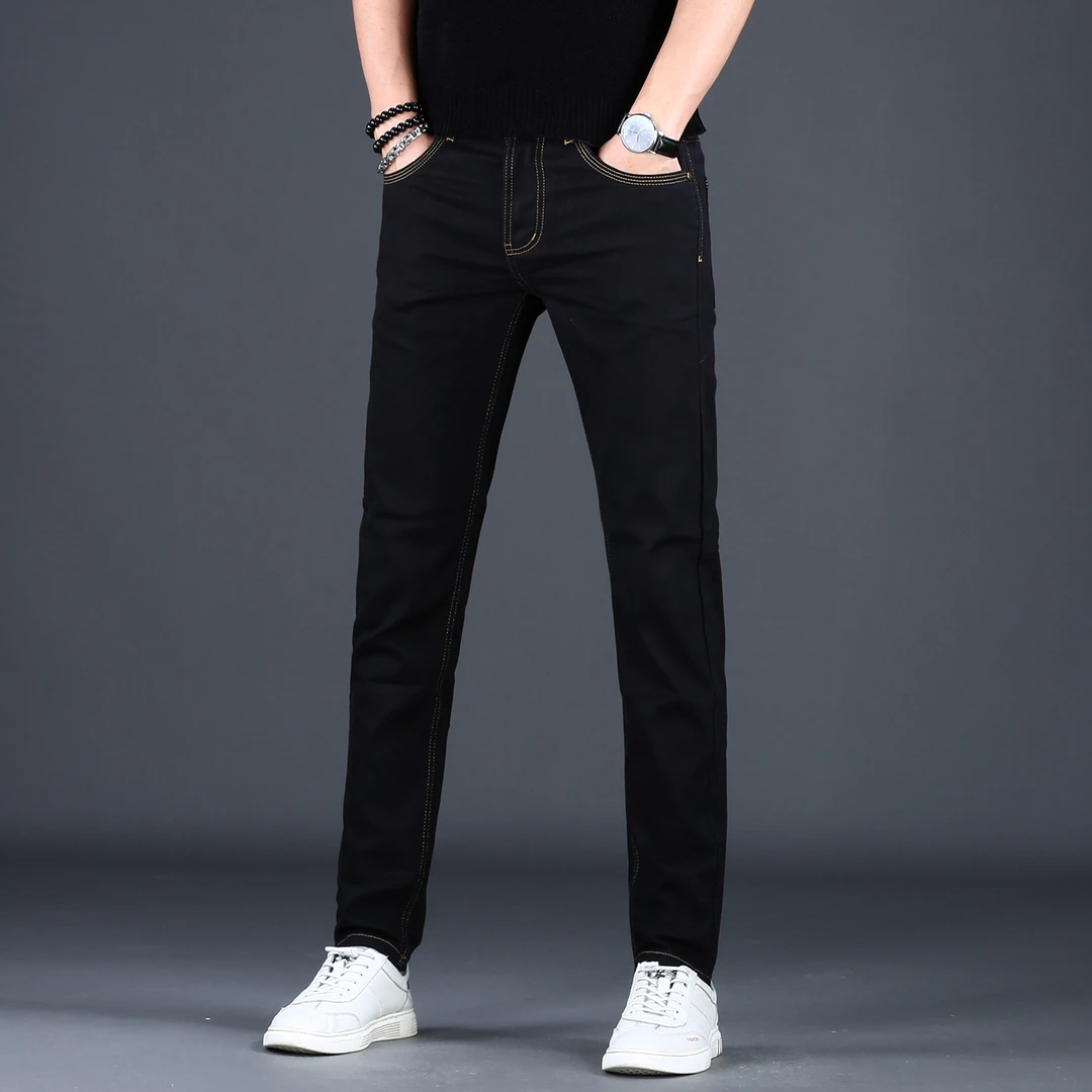 香港高端男士时尚新款小脚裤2025秋冬季牛仔裤修身直筒百搭长裤