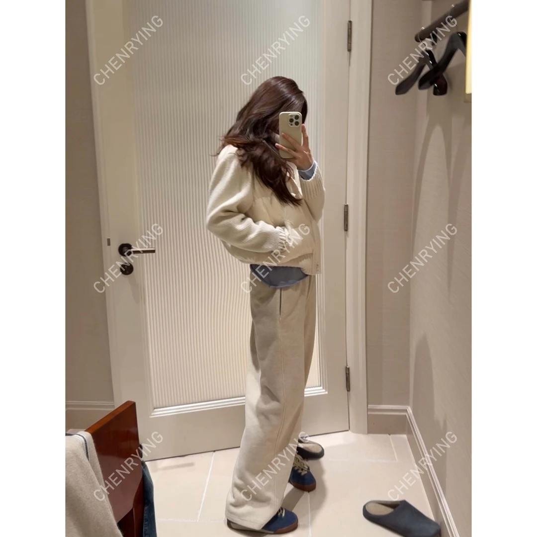 J.JOEY 简约百搭纯色保暖羊毛休闲直筒裤 C501119