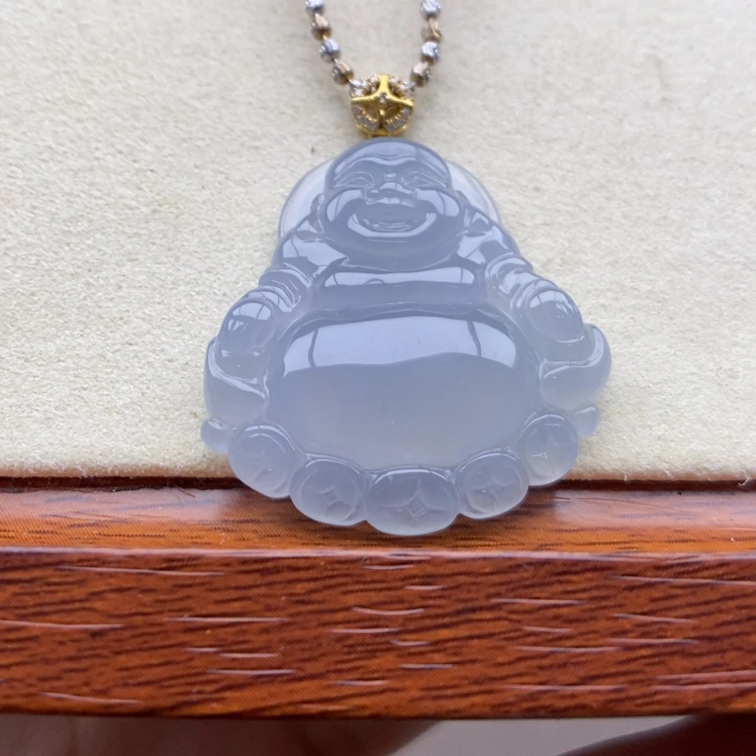 翡翠18K金镶嵌颈饰吊坠35