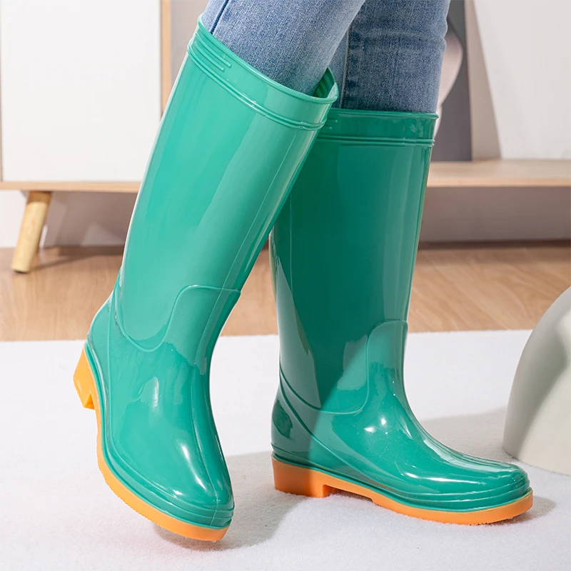 外贸女士成人雨鞋高筒中筒防水防滑胶鞋加棉厨房工作雨靴淘宝爆款