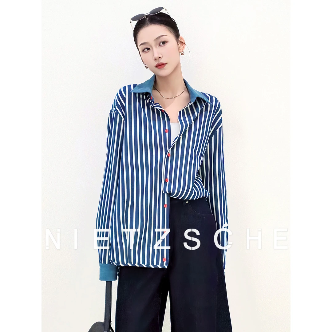 Nietzsche｜温尼斯美术馆｜衬衫1oo%精梳棉松*驰经典蓝色衬衫7859