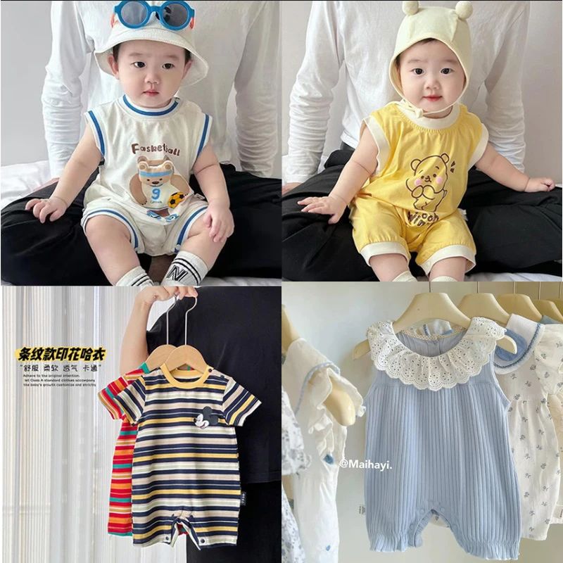 2025新款宝宝夏天衣服洋气休闲婴幼儿无袖爬服婴儿连体衣夏季薄款