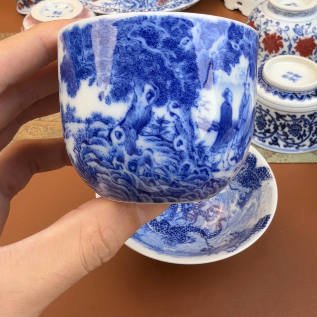 心***水瓷片景德镇瓷器手工手绘