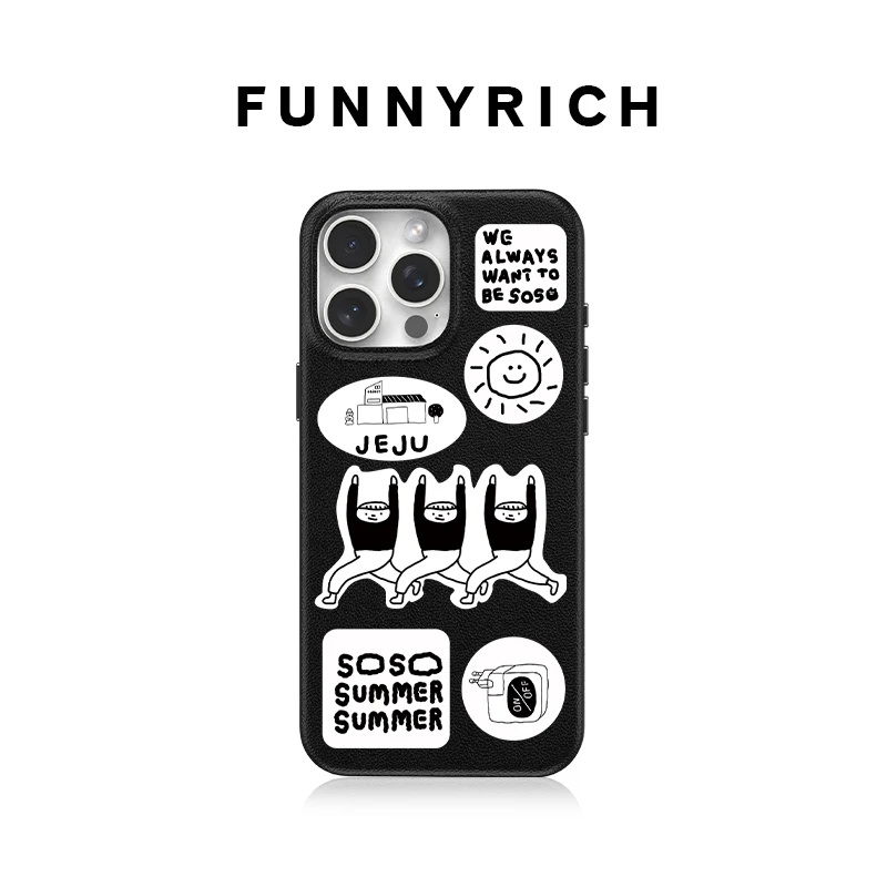 FUNNYRICH soso summer适用iPhone17ProMax皮革手机壳苹果16新款