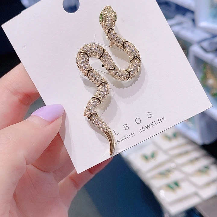 锆石铜合金小蛇胸针