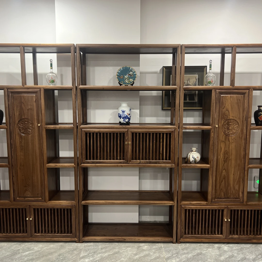 新中式中式牡丹博古架隔断架整装框架结构简约