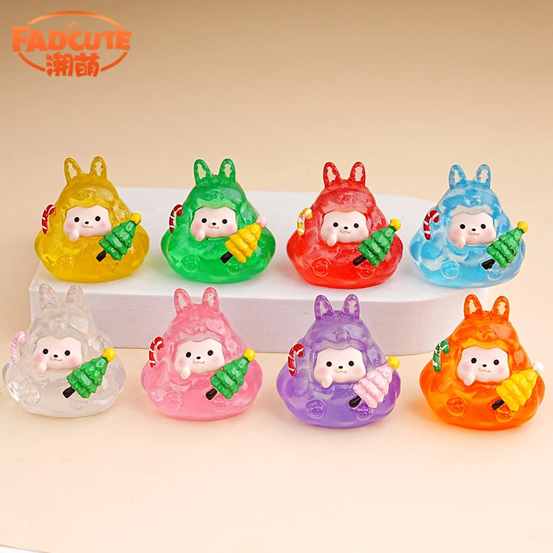 【双许愿+九宫格】夜光圣诞塔塔实色diy可爱小摆件车载饰品对对碰