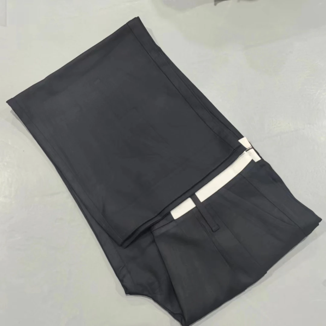 124号【南油玲姐】黑色腰头拼色薄款休闲裤68062