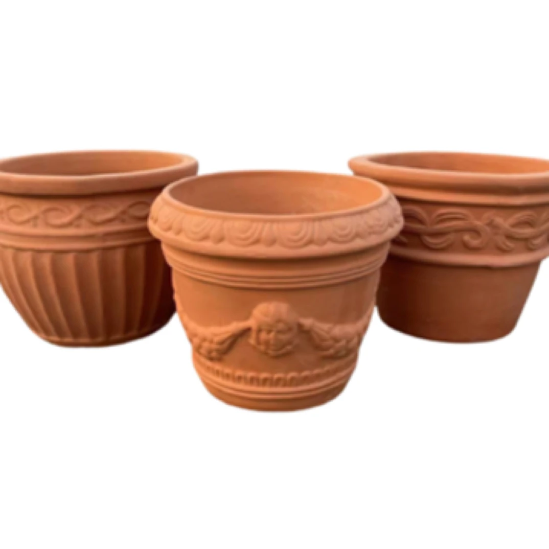 欧式大口径罗马陶盆户外园林景观粗陶红陶花盆种树落地陶土花盆