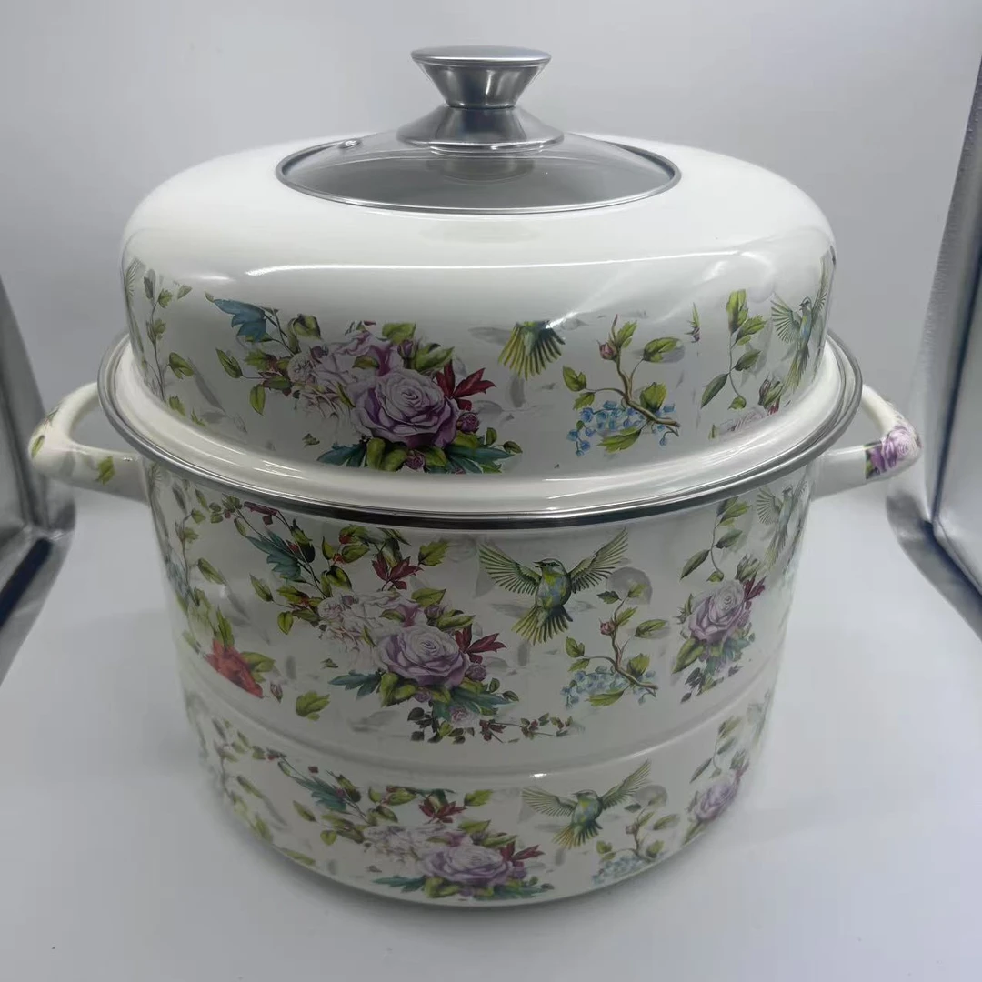 32cm花鸟蒸锅带蒸格可视盖子加厚蒸锅不挑灶具