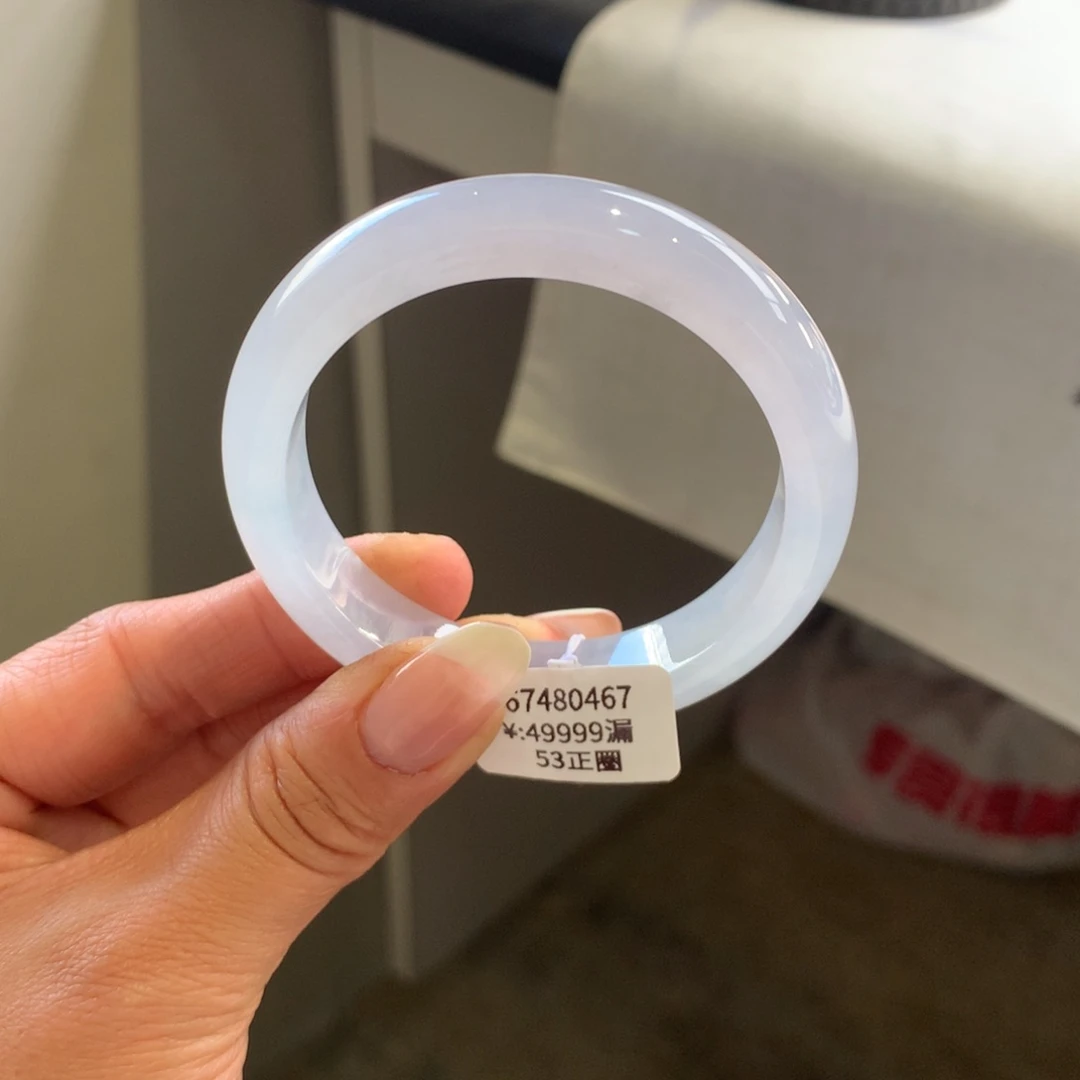 翡翠手镯未镶嵌冰紫53正圈