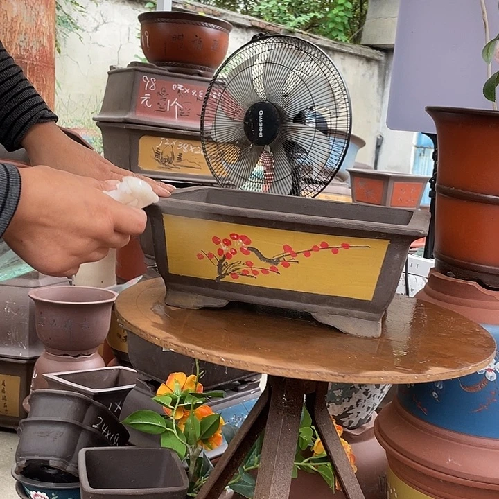 32黄点菜马槽花盆紫砂