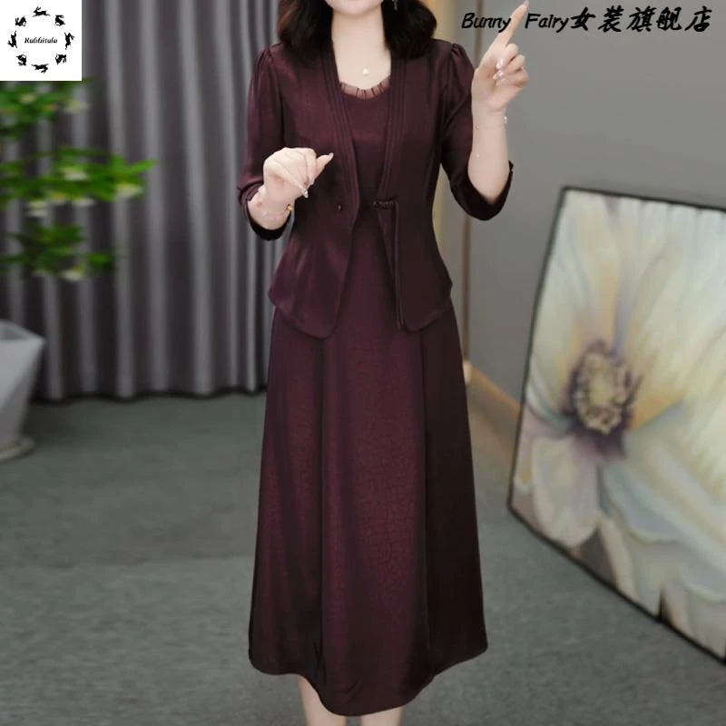 小香风套装连衣裙2025新款女春夏高端洋气质喜婆婆婚宴装妈妈礼服