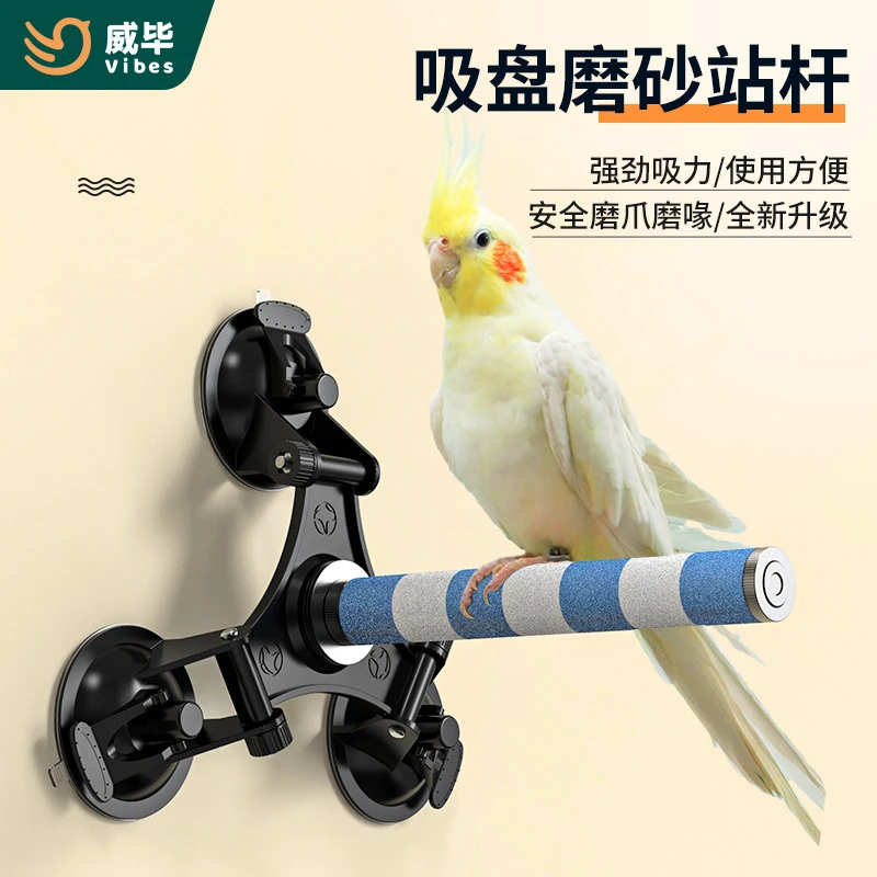 鹦鹉空中站架磨砂站杆磨爪棒吸盘站棍磨牙玄凤牡丹鸟用品专用玩具