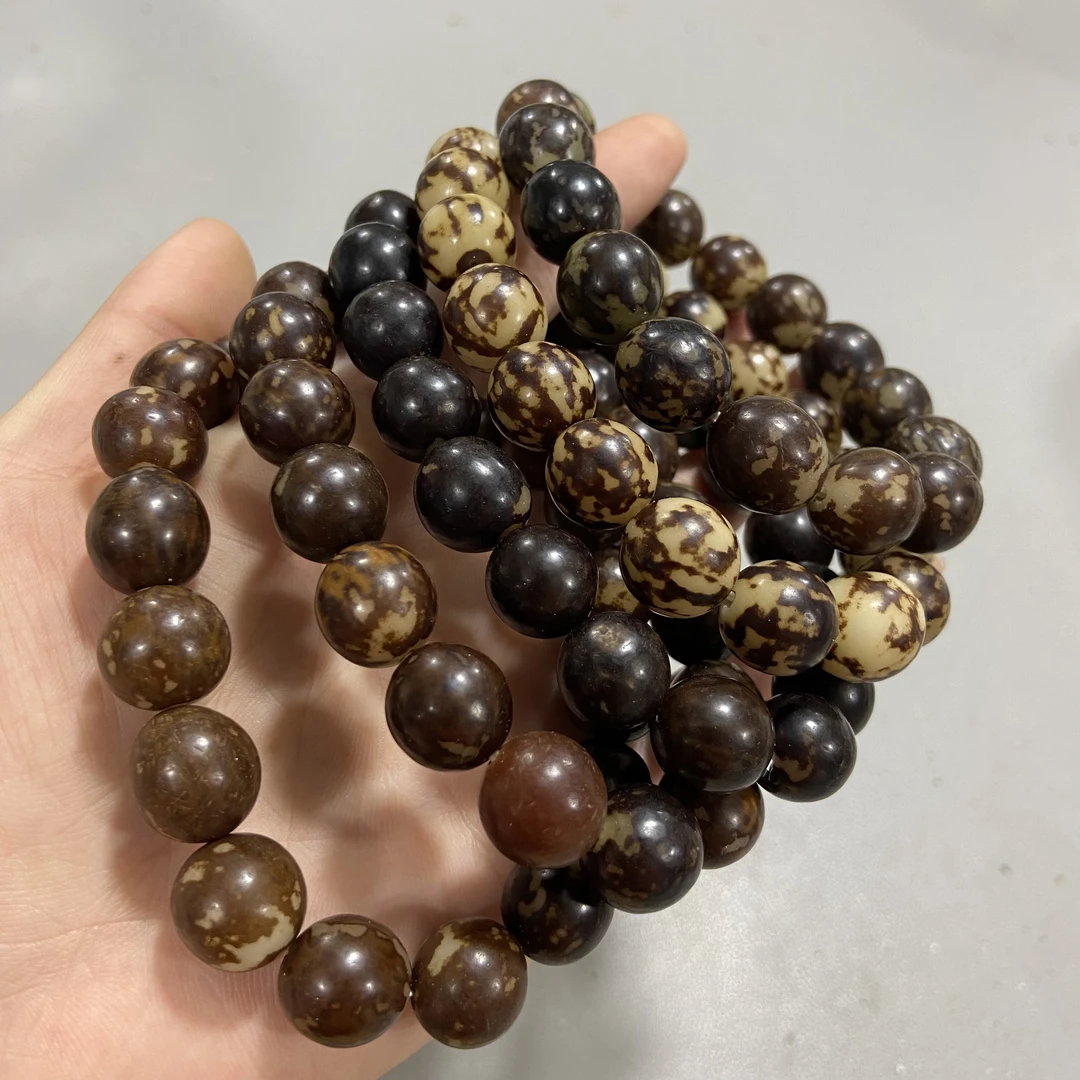 P668自然阴皮 花根菩提随型珠 带原皮 芽眼款单圈手串（底色多样）