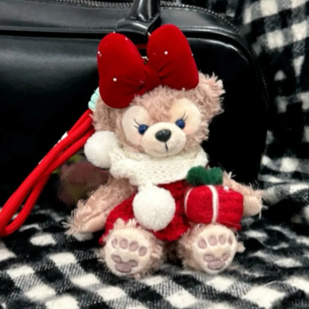 圣诞节红礼物围巾妹妹钥匙绳卡通毛绒玩偶菲菲小熊钥匙扣摆件装饰