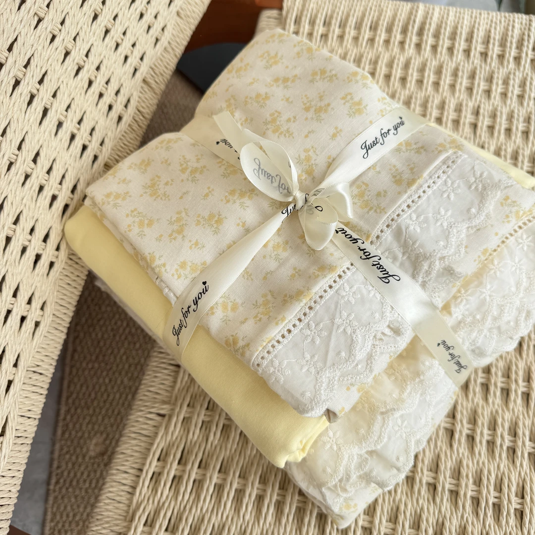 全棉花边款双层纱四件套A类母婴级别四件套纯棉全棉套件全尺寸