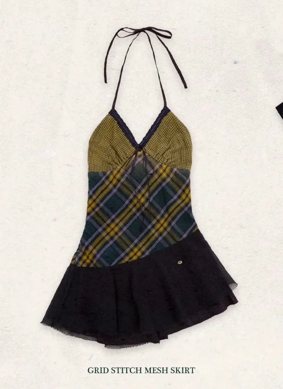 【dd】复古双层棉布不规则下摆连衣裙