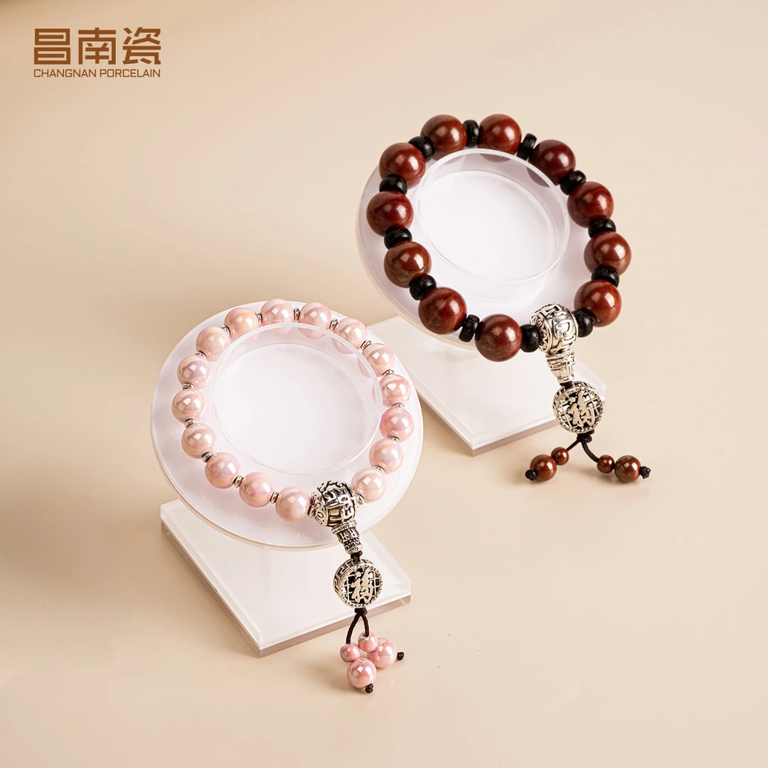 changnan/昌南五福陶瓷手串男女款复古福字坠饰珠串国风手链饰品