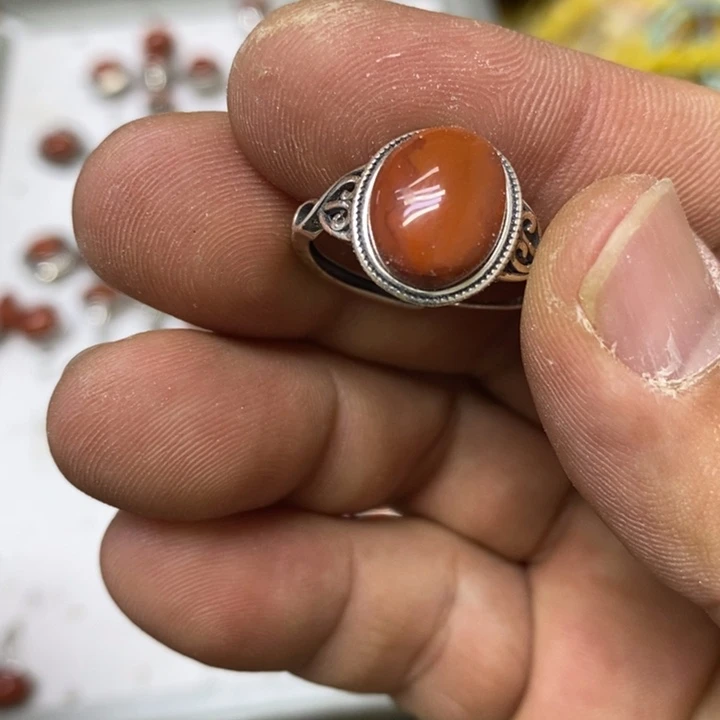 南红玛瑙银S925镶嵌吊坠戒指