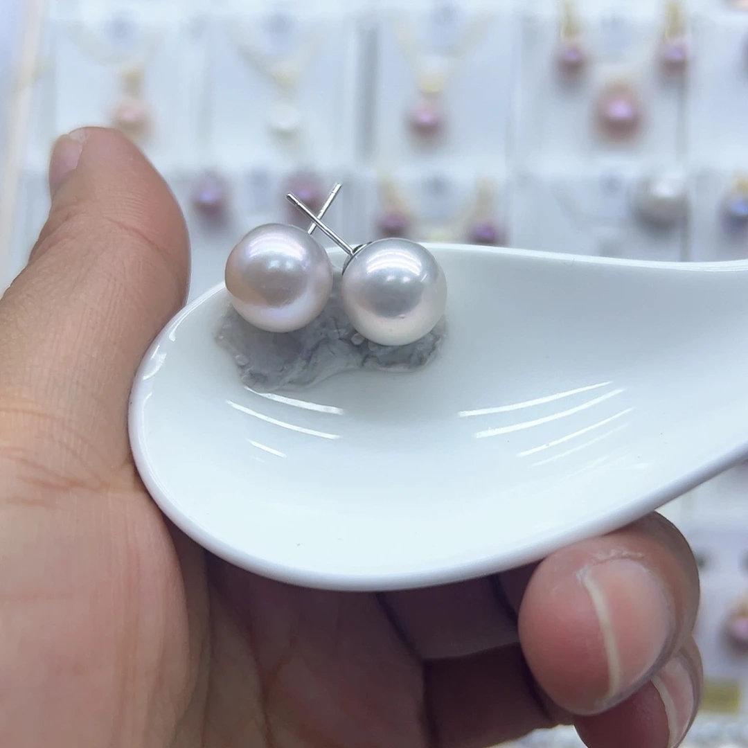 淡水珍珠耳饰银S925镶嵌1