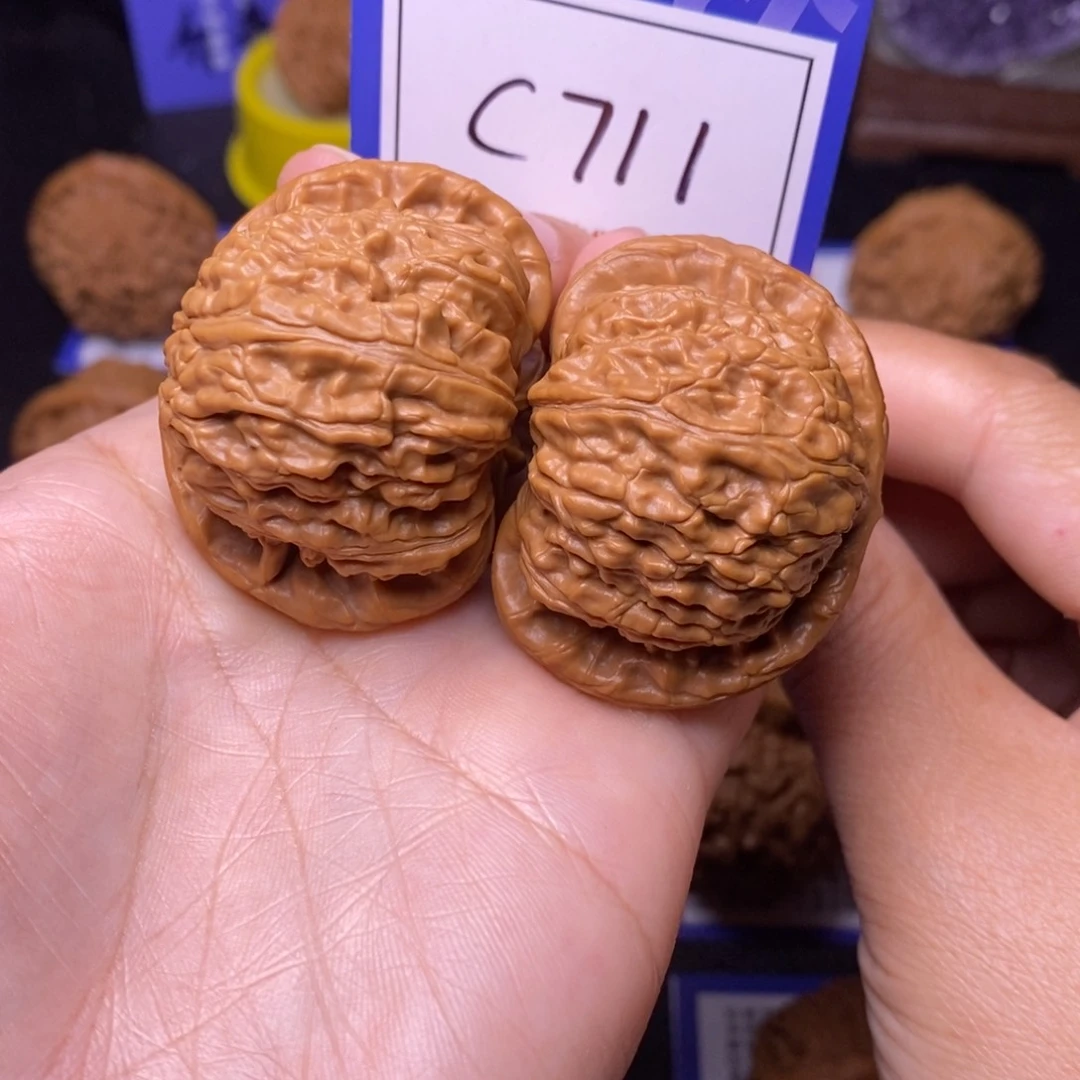 文玩核桃把件43闷白c711