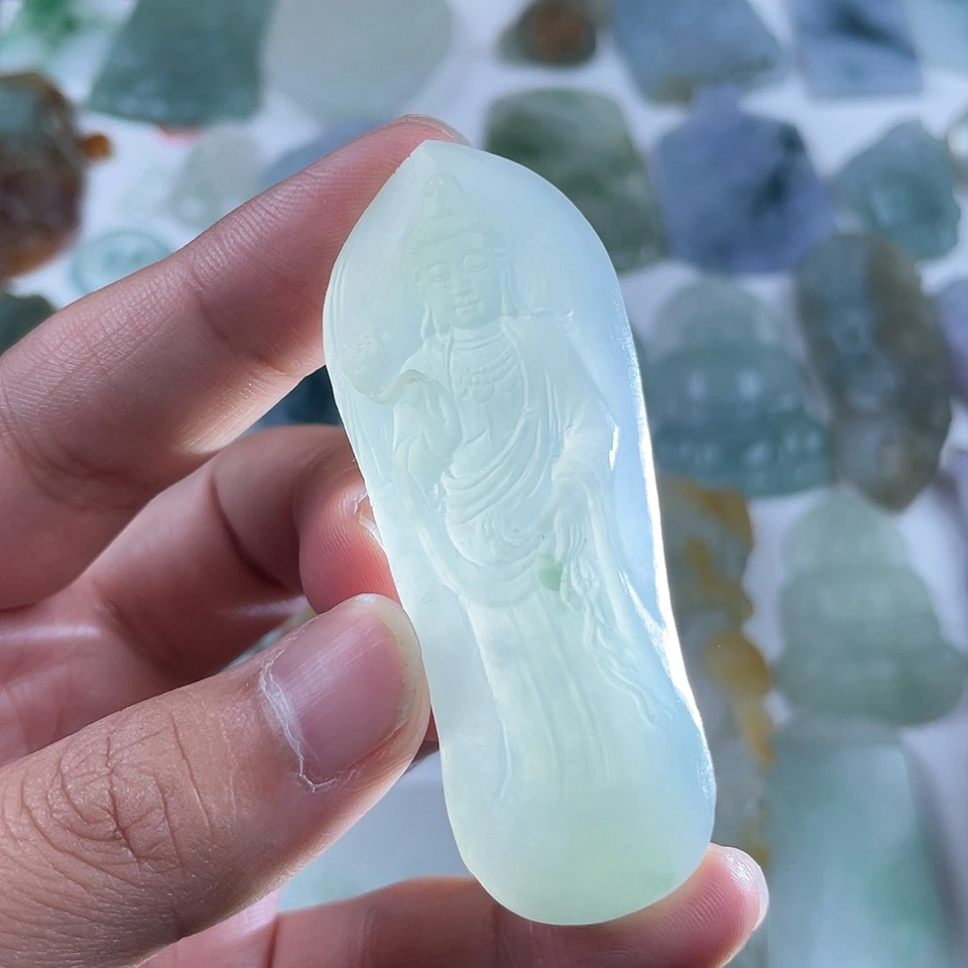 定制翡翠未镶嵌观音毛货