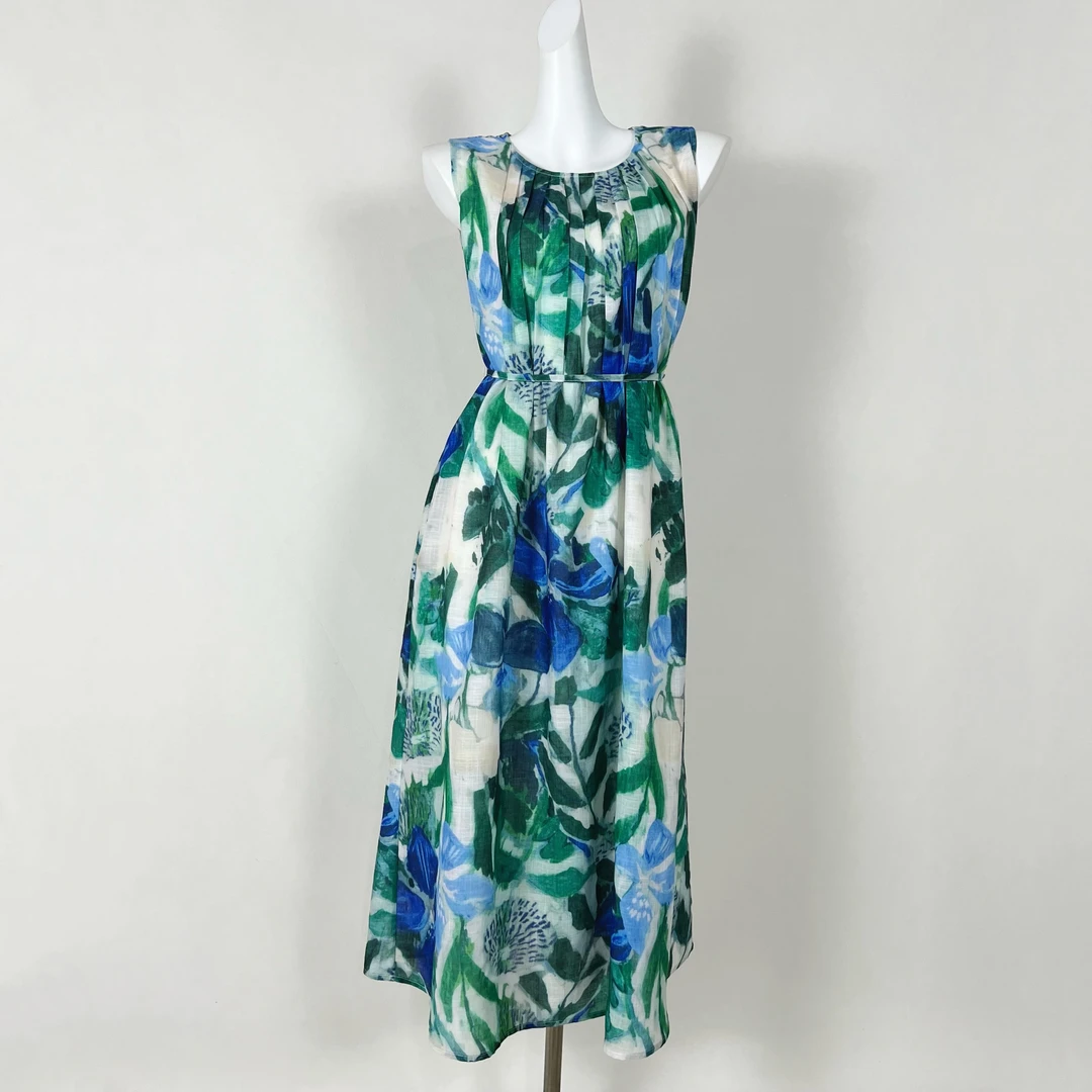 【将军工厂店】夏季新款收腰印花气质连衣裙 D845-2