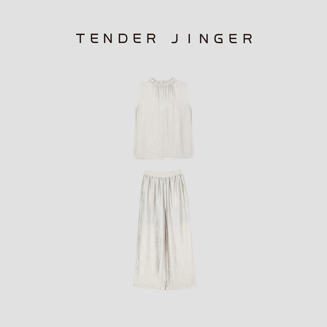 Tender Jinger【黑标】垂感醋酸无袖背心+裤子（套装）T52LAN80817