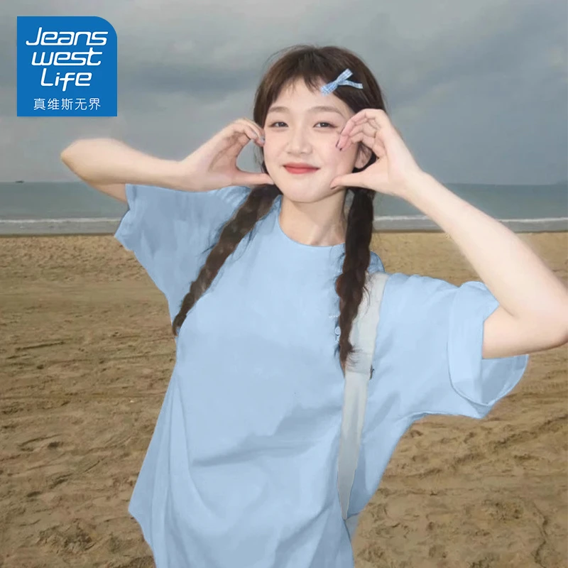 真维斯无界春夏新款印花宽松圆领短袖T恤百搭时尚舒适透气高颜值z