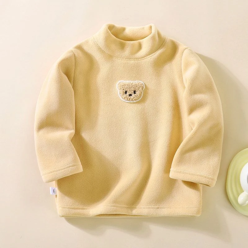 半高领儿童加绒上衣加厚新款女童白搭秋冬季打底衫长袖洋气儿童