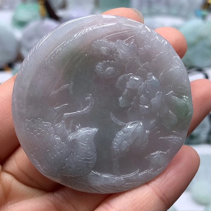 翡翠未镶嵌颈饰凤穿牡丹福利