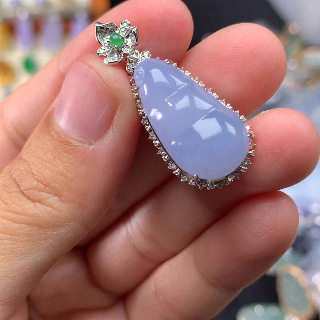 吊坠(不含链)18K金镶嵌翡翠