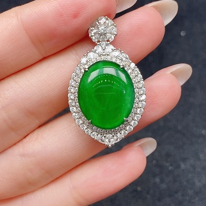 颈饰银S925镶嵌翡翠翡翠
