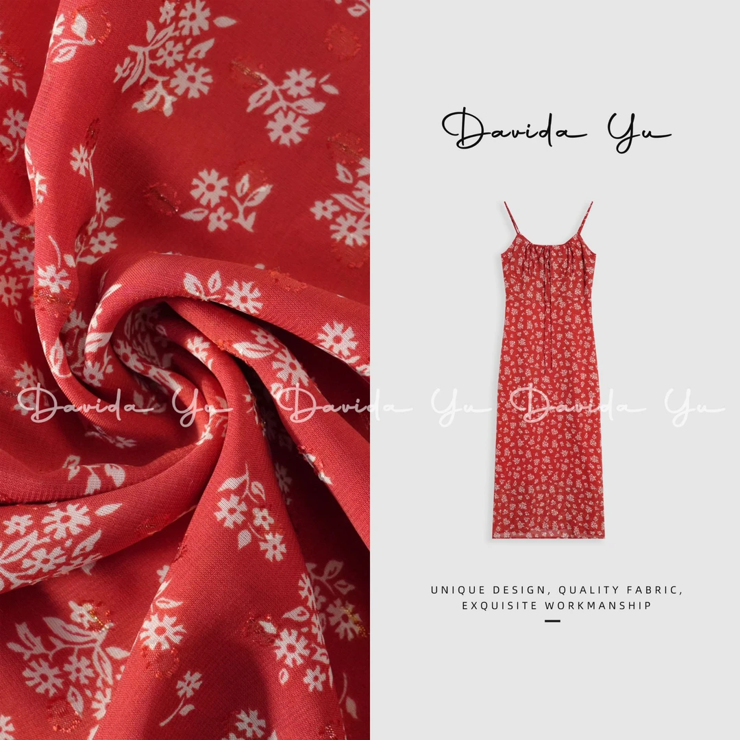Davida Yu【红果】度假出游夏季碎花吊带连衣裙裙子 YQ1001