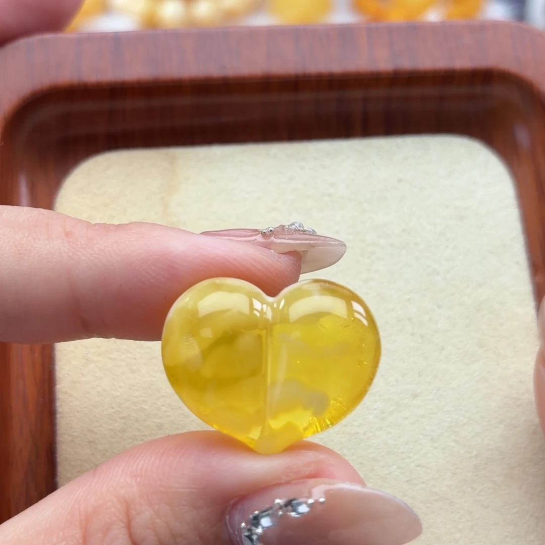 琥珀未镶嵌裸石B204金白屁桃