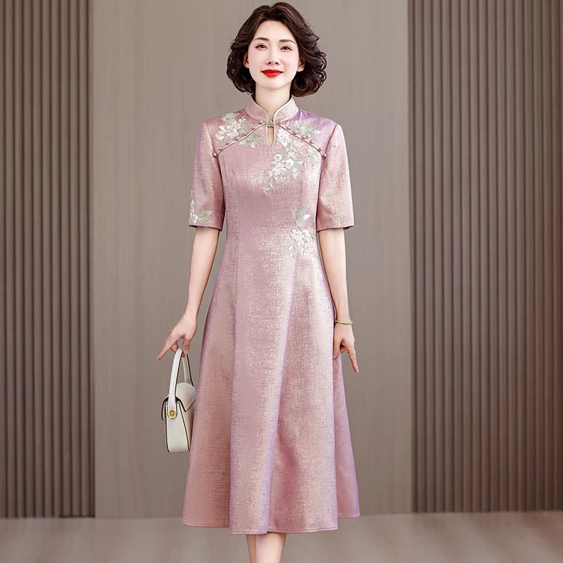 高贵气质刺绣喜婆婆婚宴礼服2025年夏季新款喜妈妈装结婚高端旗袍