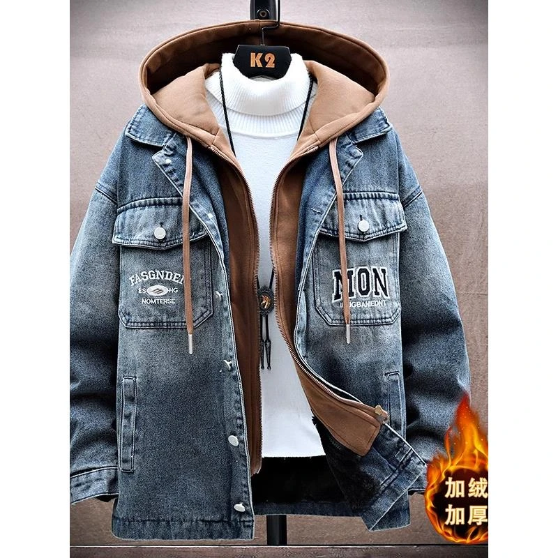 FAVMARTHA男士天鹅绒加厚休闲时尚品牌男孩冬季民族风格提花青年