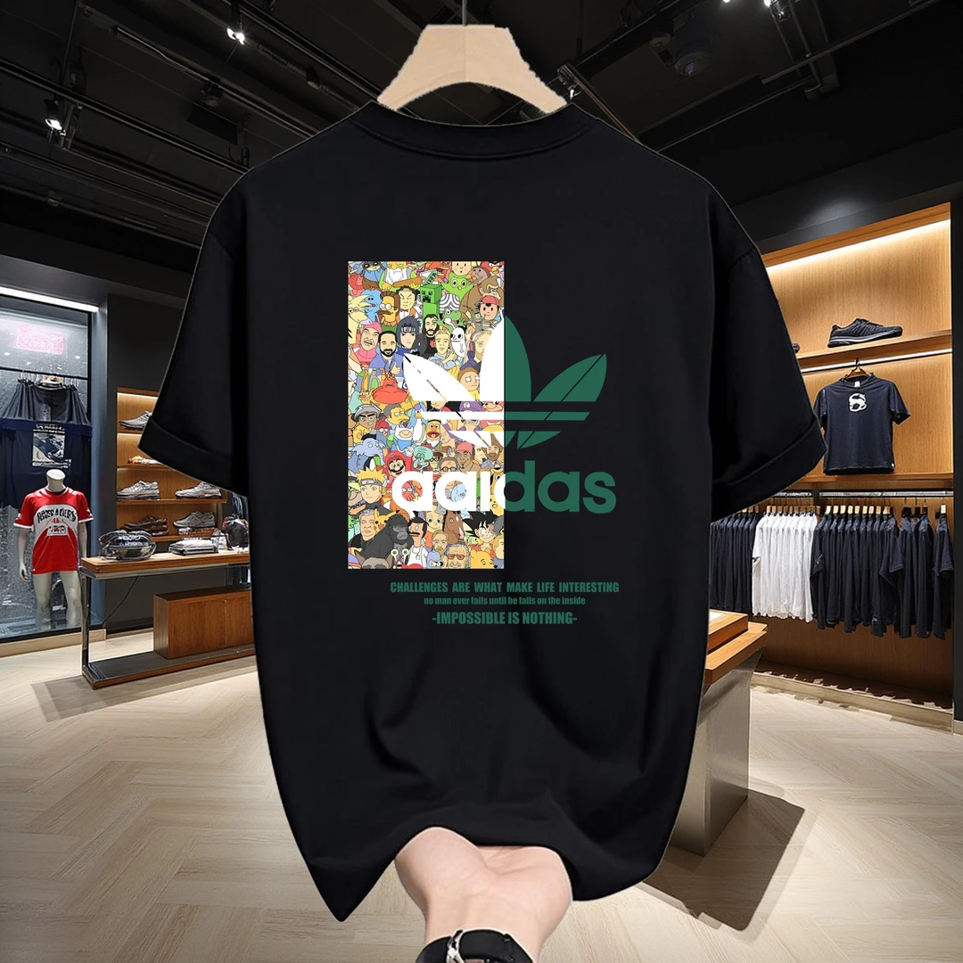 一折专区 | 奥莱夏季T恤男宽松大码潮流印花运动短袖港风纯棉T恤