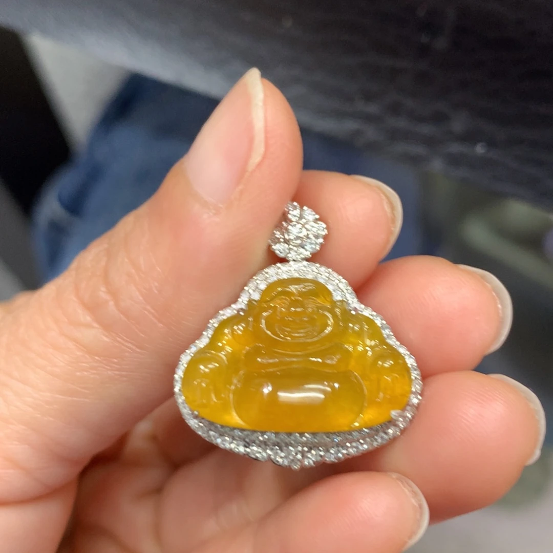 翡翠18K金镶嵌吊坠(不含链)