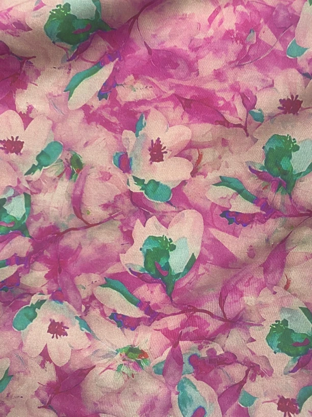 重磅棉绸.紫底花.春夏连衣裙旗袍面料柔软透气