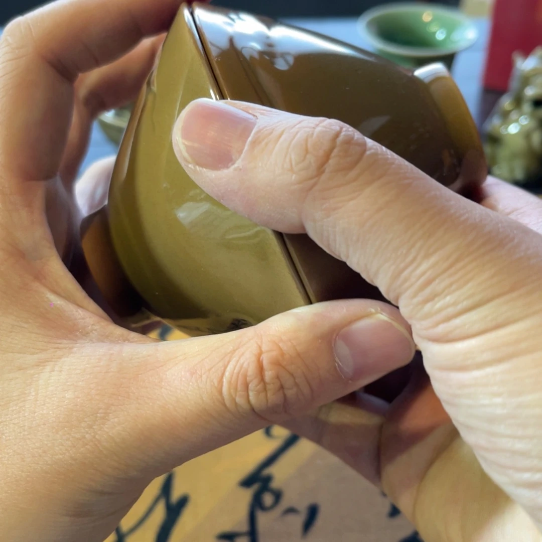 琉璃手工艺品龙泉青瓷斗笠杯