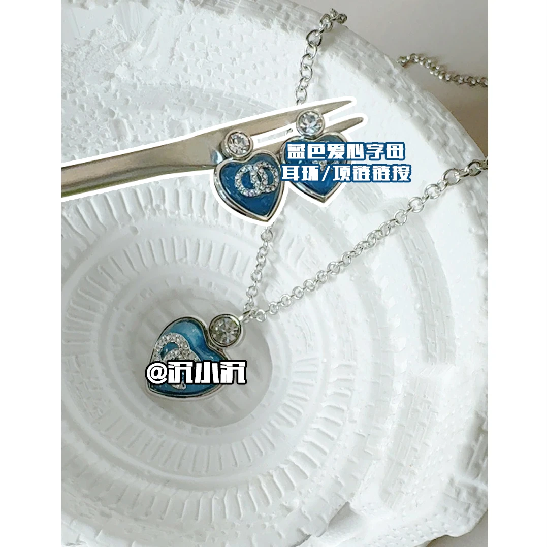 铜合金耳饰 【C家蓝色字母】高版本气质百搭时尚简约耳钉C67
