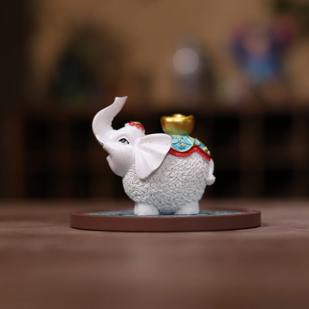 【九姐爱喝茶】白色元宝小象插件（N00415）茶道配件