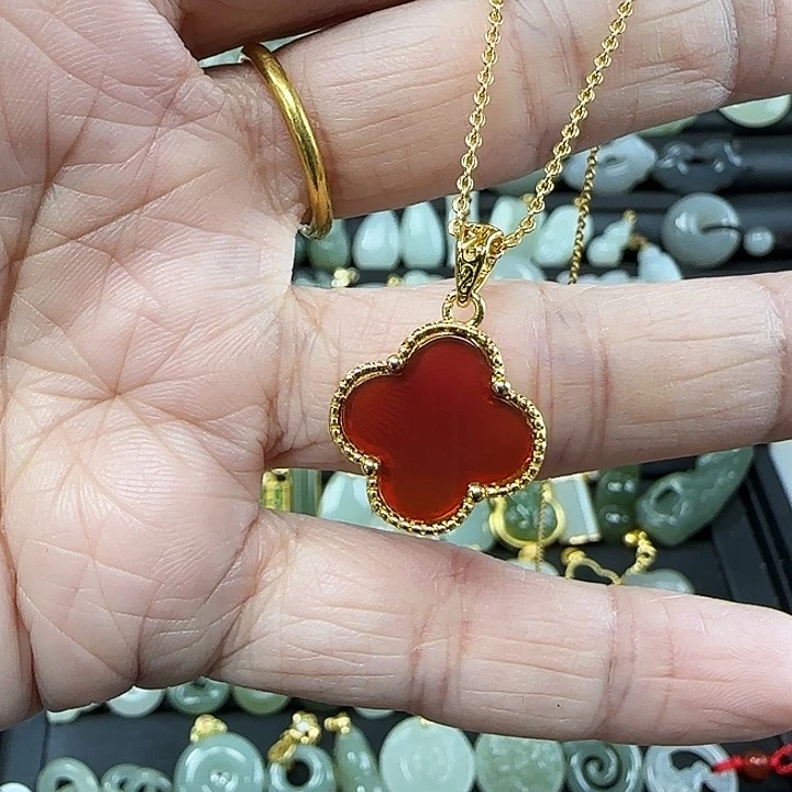 玛瑙/玉髓吊坠(赠链)银S925镶嵌送链子送小皮绳