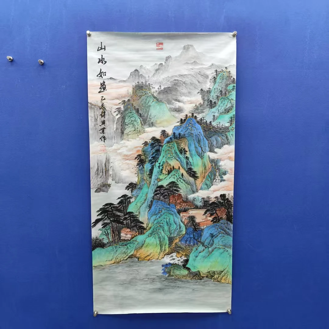 赵兴业《山水如画》四尺竖 宣纸 136*68cm -古墨堂3