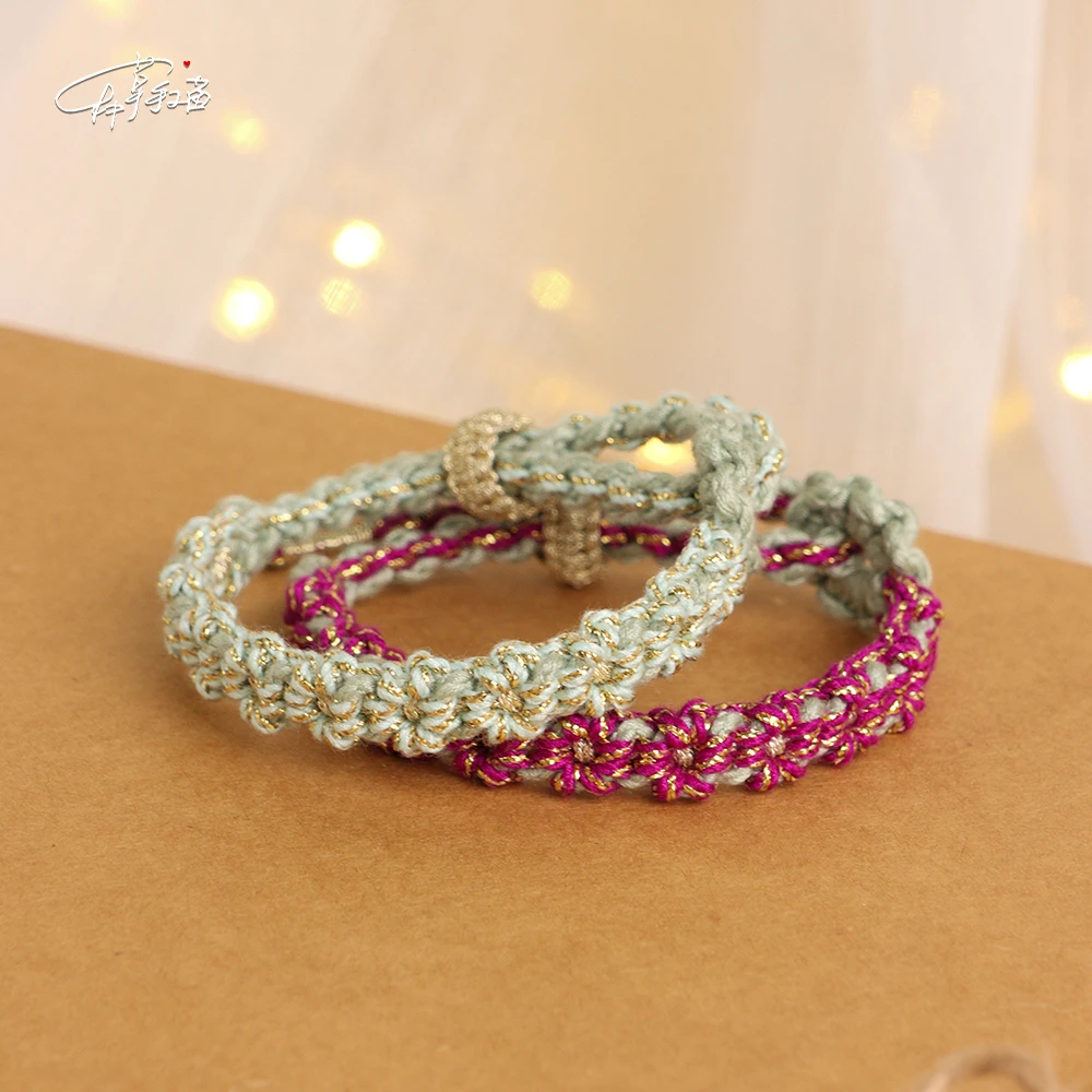 贝壳草+胡姬兰｜原创小众设计花朵编织手绳可调节编绳手链DIY材料