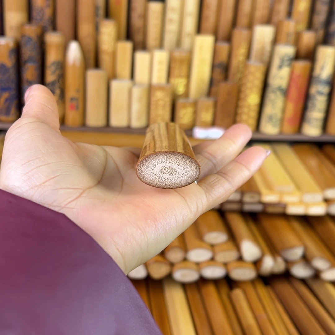 实心玉竹手把体扁