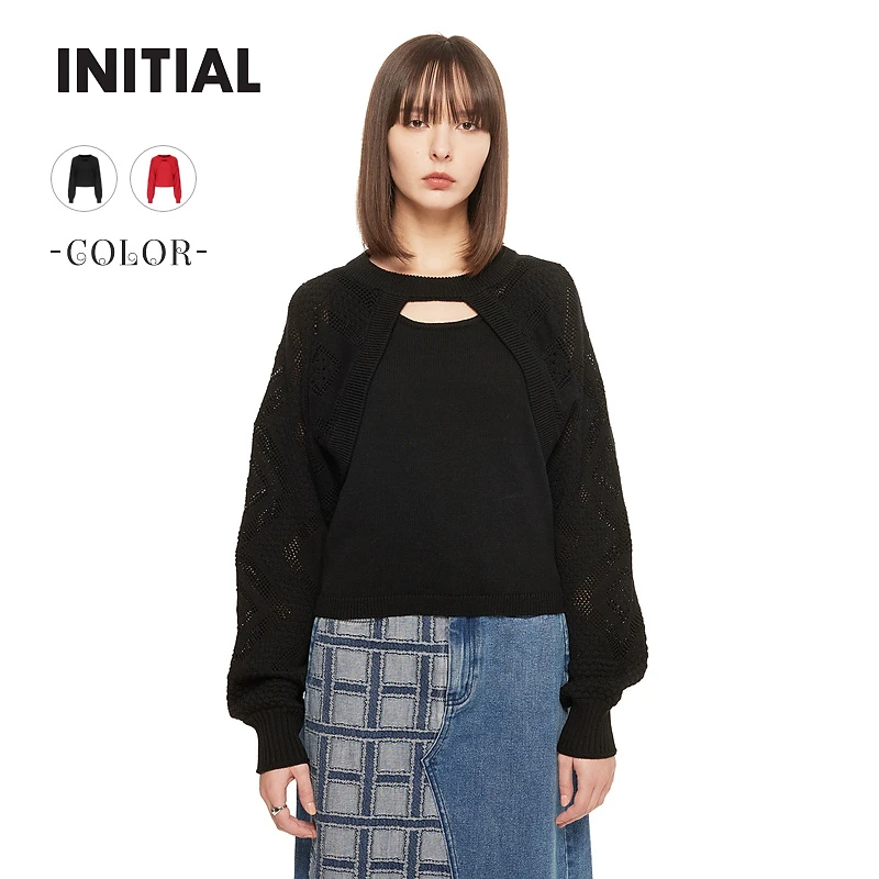 【商场同款】INITIAL24春季新款两件式针织衫毛衣女24SOTFLMXX007
