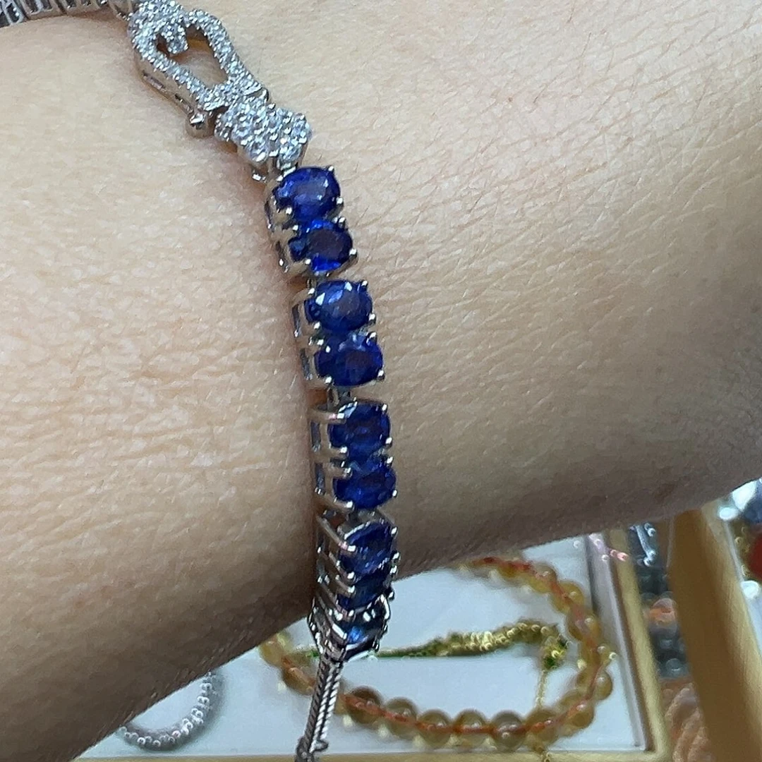p***c蓝宝石银S925镶嵌手链拍十单发一单